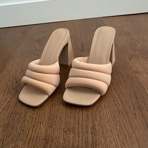 Open Edit Beige Heeled Mules